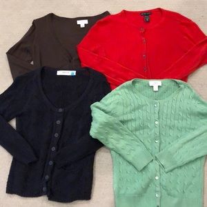 Cardigans: loft/Anthropologie/NY and Co